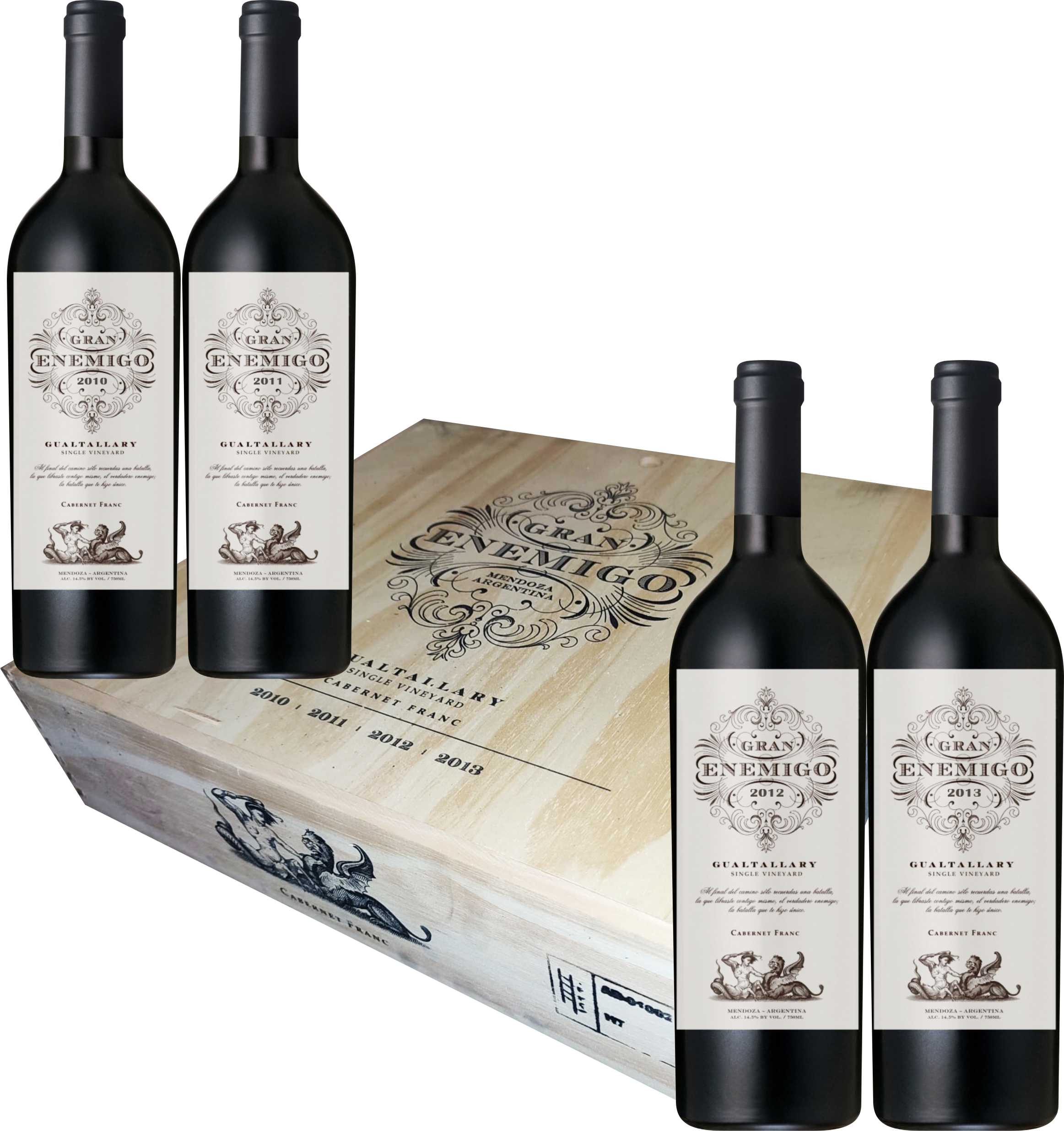 Gran Enemigo Gualtallary Assortment 2010, 2011, 2012, 2013 - 4 sticle în cutie de lemn
